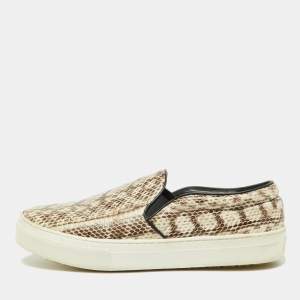 Celine Beige/Brown Python Slip On Sneakers Size 40