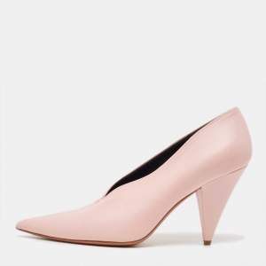 Celine Pink Leather V Neck Pointed Toe Pumps Size 39