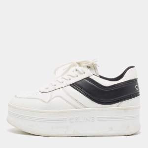 Celine White/Black Leather Block Platform Sneakers Size 39