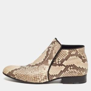 Celine Beige/Brown Python Ankle Boots Size 38