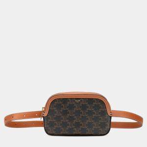 Celine Brown Triomphe Coated Canvas Belt Bag