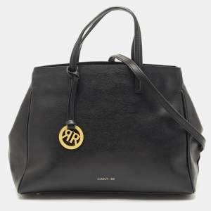 Cerruti Black Leather Snap Tote