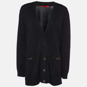 CH Carolina Herrera Black Knit Button Front Cardigan L