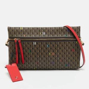 مملوكة مسبقًا حقيبة كروس جسم سي إتش كارولينا هيريرا كانفاس مطلي بشعار متعدد الألوان/بني داكن