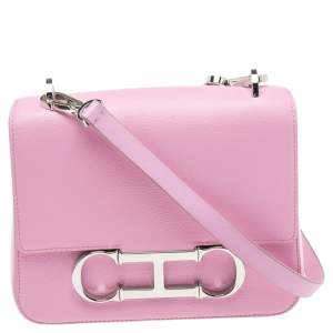 Pre Owned CH Carolina Herrera Pink Leather Initial Insignia Shoulder Bag