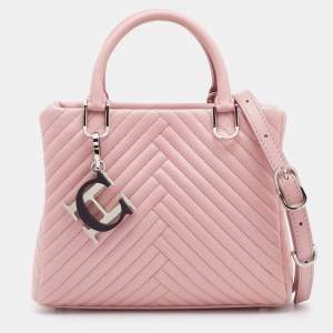Pre Owned CH Carolina Herrera Pink Quilted Leather Duchess Tote 