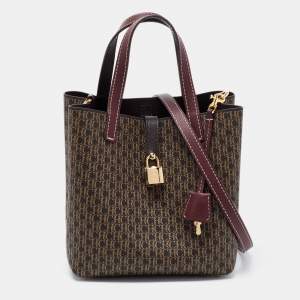 Pre Owned CH Carolina Herrera Brown Signature Coated Canvas and Leather Matryoshka Padlock Tote