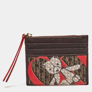Pre Owned CH Carolina Herrera Multicolor Monogram Coated Canvas and Leather Zip Card Case