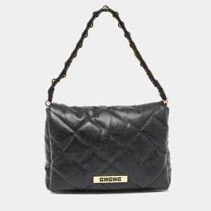 Pre Owned CH Carolina Herrera Black Quilted Leather Medium Bimba Soft Shoulder Bag