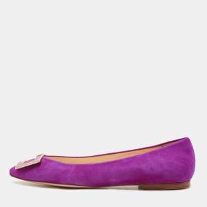 Pre Owned CH Carolina Herrera Pink Suede Pointed Toe Ballet Flats Size 40