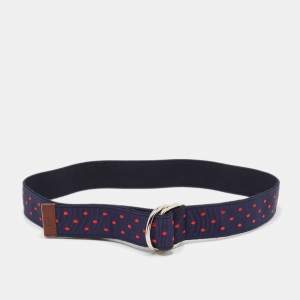 CH Carolina Herrera Navy Blue/Red Polka Dot Grosgrain Belt 90 CM