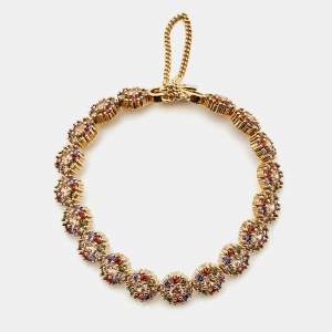 CH Carolina Herrera Multicolor Crystals Gold Tone Bracelet