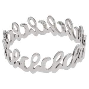 Pre Owned CH Carolina Herrera Logo Silver Tone Bangle Bracelet