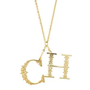Pre Owned CH Carolina Herrera Gold Plated C for Carolina Necklace