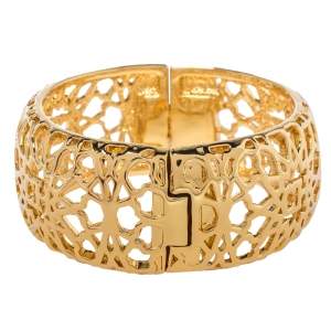 Pre Owned CH Carolina Herrera Gold Tone Filigree Bangle Bracelet