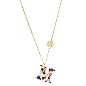 Pre Owned Carolina Herrera ABCH Crystal Letter M Pendant Necklace