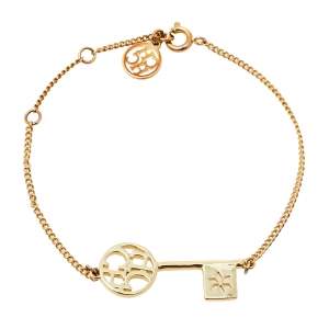 Pre Owned CH Carolina Herrera Las Llaves Gold Tone Bracelet 