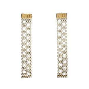 Pre Owned Carolina Herrera Gold Tone Crystal Mesh Drop Earrings