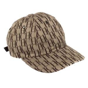 CH Carolina Herrera Beige Logo Canvas Baseball Cap M