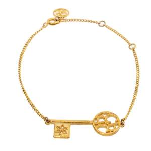 Pre Owned Carolina Herrera Gold Tone Key Charm Bracelet