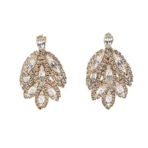 Pre Owned Carolina Herrera Crystal Gold Tone Chandelier Earrings