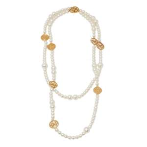 Pre Owned CH Carolina Herrera Faux Pearl Long Station Necklace