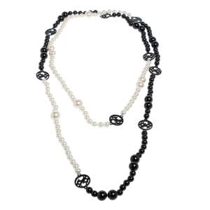 Pre Owned CH Carolina Herrera Bicolor Beaded Long Station Necklace