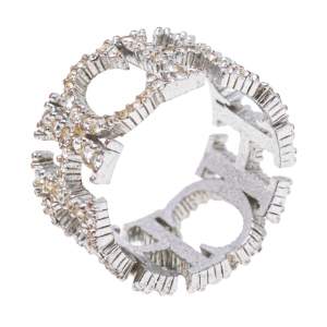 Pre Owned Carolina Herrera Crystal Between the Line Ring Size EU 54