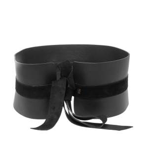 Pre Owned CH Carolina Herrera Black Leather and Suede Obi Waist Belt