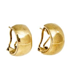 Pre Owned CH Carolina Herrera Gold Tone Half Hoop Earrings