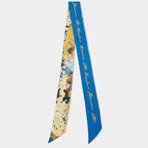 Pre Owned CH Carolina Herrera Blue Print Silk Bandeau Scarf
