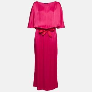 Pre Owned CH Carolina Herrera Pink Belted Maxi Dress M