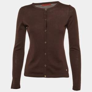 CH Carolina Herrera Brown Knit Buttoned Cardigan S
