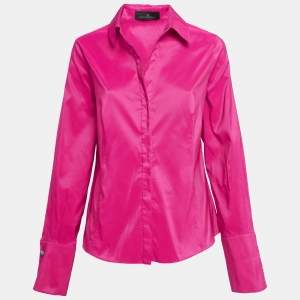 Pre Owned CH Carolina Herrera Pink Button Front Shirt L