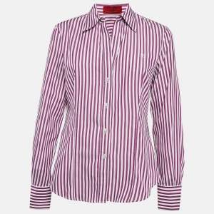 CH Carolina Herrera Purple Striped Cotton Button Front Shirt M