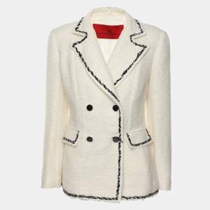 CH Carolina Herrera White Tweed Double Breasted Blazer M