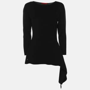 Pre Owned CH Carolina Herrera Black Knit Fabric Top XS