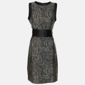 CH Carolina Herrera Monochrome Jacquard Fabric Midi Sleeveless Dress M