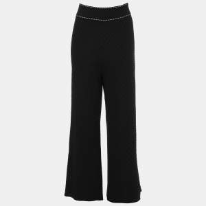 CH Carolina Herrera Black Knit Wide Leg Pant S