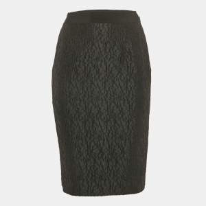 CH Carolina Herrera Black Textured Jacquard Pencil Skirt XS