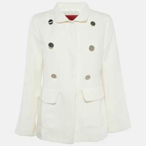 CH Carolina Herrera Cream Gabardine Double Breasted Jacket S