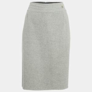 CH Carolina Herrera Grey Wool Knee-Length Skirt XL