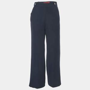 CH Carolina Herrera Navy Blue Crepe Straight Leg Trousers S