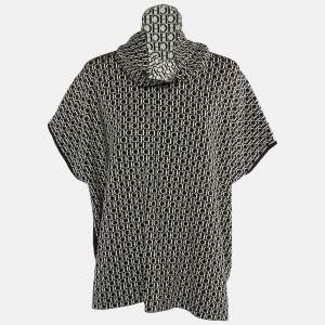 CH Carolina Herrera Monochrome Logo Intarsia Knit neck Wrap Detail Pullover S