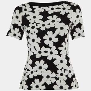 CH Carolina Herrera Monochrome Floral Jacquard Knit Top XXS