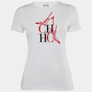 CH Carolina Herrera White CH Embroidered Cotton T-Shirt XS