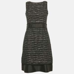 CH Carolina Herrera Black Lurex Tweed Raw Edge Short Dress M