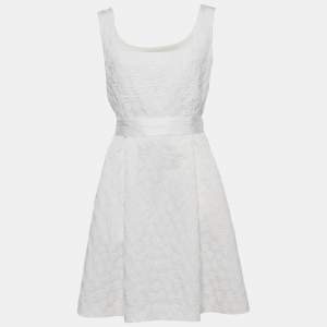 CH Carolina Herrera White Textured Jacquard Sleeveless Mini Dress L