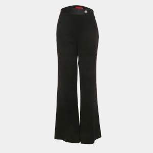 CH Carolina Herrera Black Crepe Broach Detailed Flared Trousers S