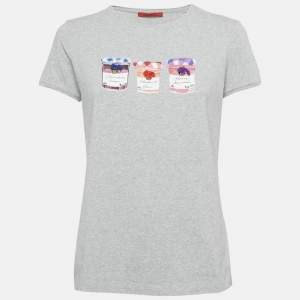 Pre Owned CH Carolina Herrera Grey Printed Cotton T-shirt M